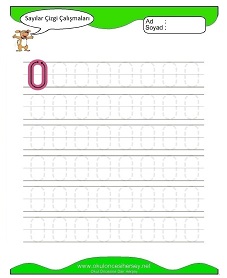 0 Rakamı Çizgi Çalışmaları Çalışma Sayfaları